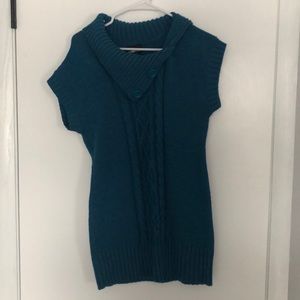 Sweater, short sleeve tunic, teal